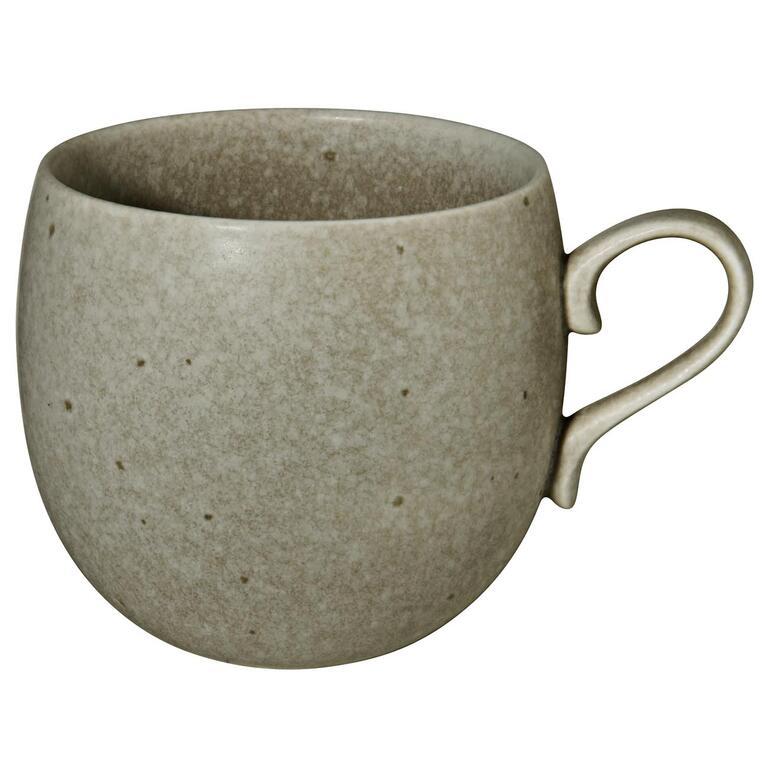 Beker van grijs keramiek met een eenvoudig ontwerp