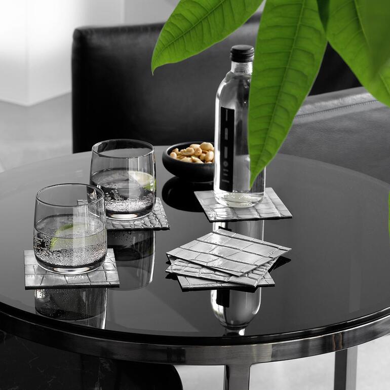 HEFTMAN Beige placemats en onderzetters - Set van 6 grote PU-lederen onderzetters en placemats voor tafel, hittebestendig tot 100 ℃, vlekbestendig, afwasbaar, 43 cm x 30 cm