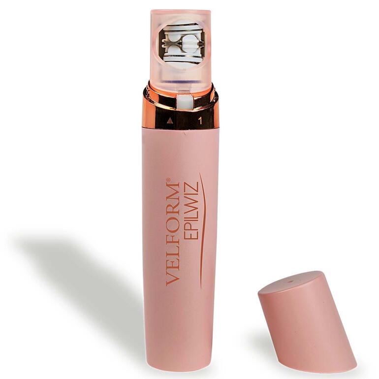 Dankzij het subtiele lipstick-design ook perfect om mee te nemen. Compactepileerder in gesloten positie, toont het ontwerp.