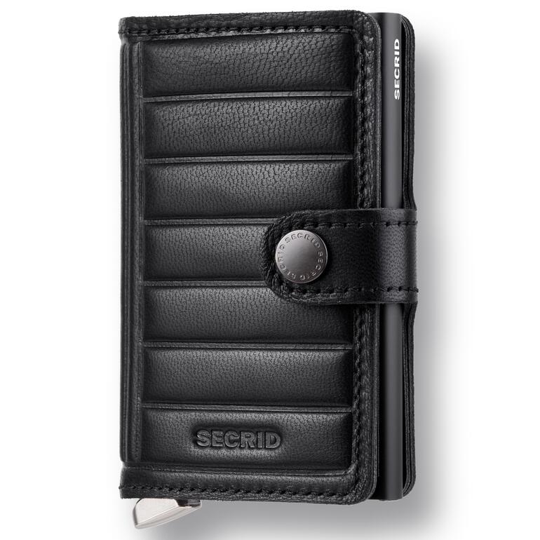Secrid mini-portemonnee premium Zwart Secrid Mini-Wallet Premium gesloten op een witte achtergrond.