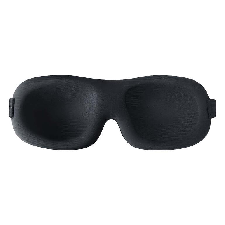 Dankzij de innovatieve 3D-vorm wordt vervelende druk op de oogbollen en onaangename wrijving op de oogleden en wimpers voorkomen. Zwart 3D contour slaapmasker van bovenaf bekeken