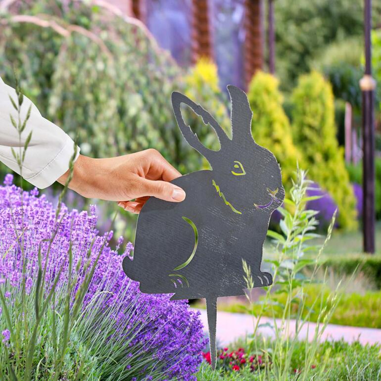 Rostikal Paashaas set van 2 paasdecoratie, 25 cm en 30 cm hoog, roestdecoratie voor tuin, decoratie, lente