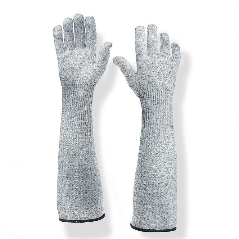 Veiligheidshandschoenen voor de tuin Safety-tuinhandschoenen in grijs, hoog gesneden.