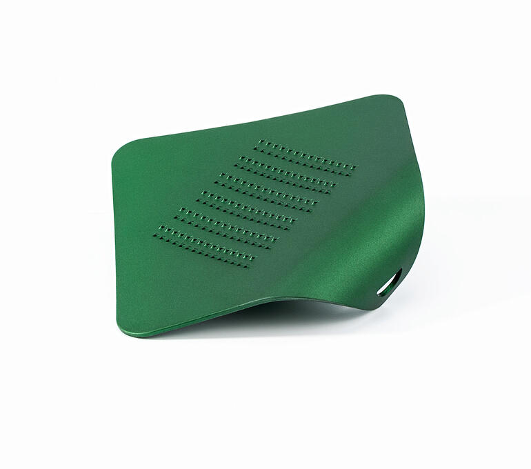 De meermaals bekroonde* irogami-designrasp is een perfecte combinatie van esthetiek en functionaliteit. Irogami designrasp in groene kleur op een witte achtergrond.