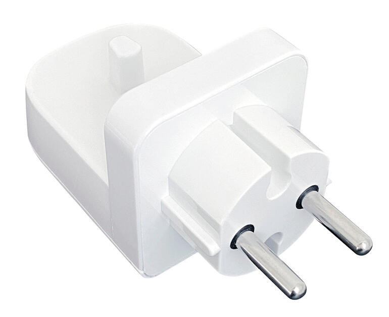 Oplader voor draadloze tandborstels, witte stekker zonder kabel.