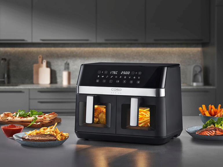 XXL Duo heteluchtfriteuse met twee frituurmanden in een moderne keuken
