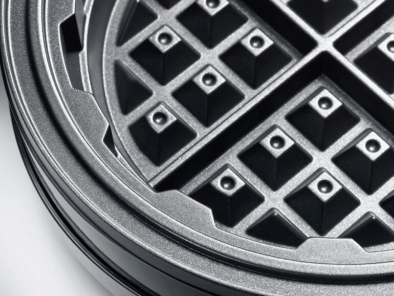 Close-up van het wafelijzerspatroon met wafelvorm.