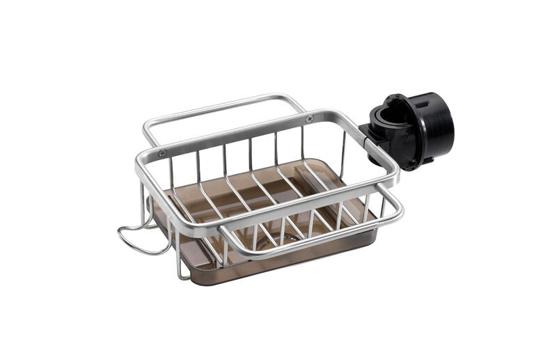 Spoelbak-organizer zonder inhoud op een witte achtergrond.