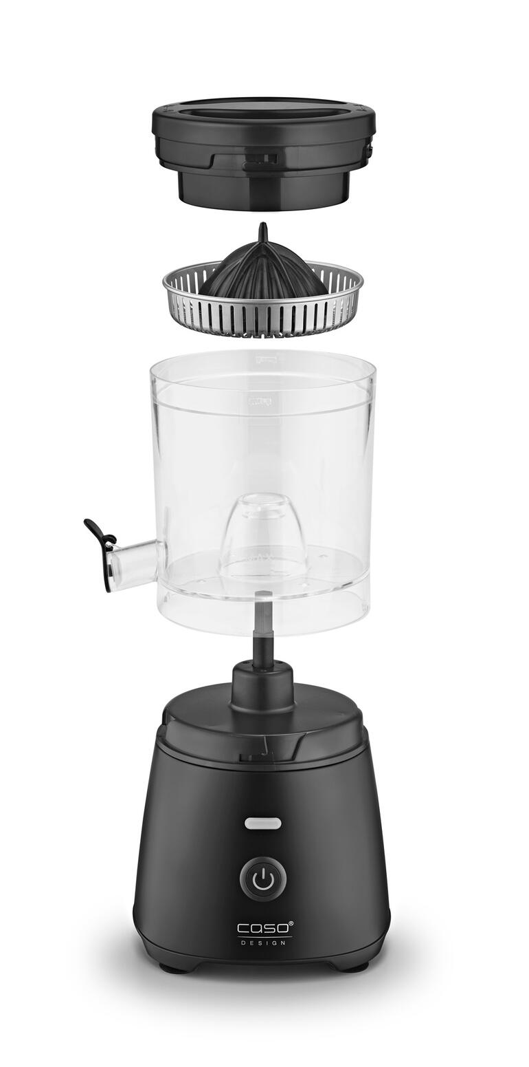 Alle onderdelen zijn gemakkelijk te verwijderen en vaatwasserbestendig. Citruspers in onderdelen, klaar voor montage.
