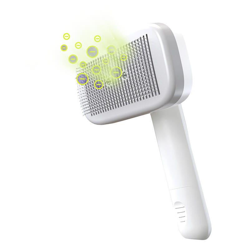 Dierenhaarborstel met ionentechnologie Huisdierenhaarborstel met ionengenerator die haardeeltjes vrijgeeft.