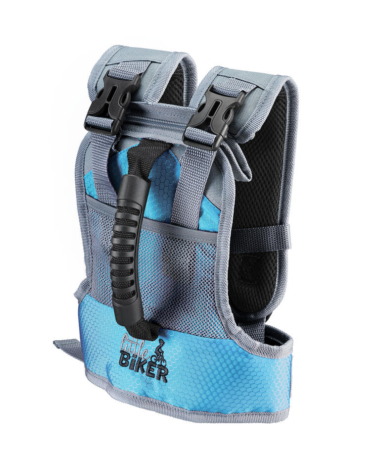 Fiets leer vest in blauw met verstelbare banden.