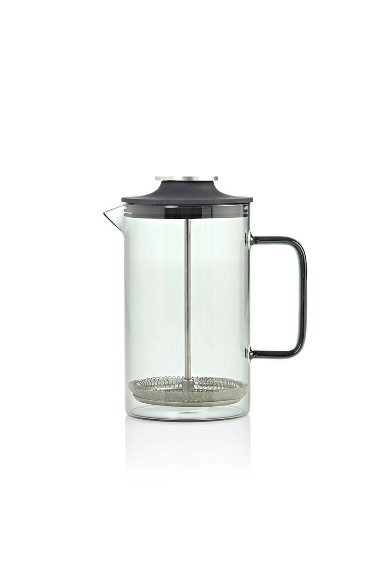 Mondgeblazen French-Press van 600 ml, gesloten aanzicht.