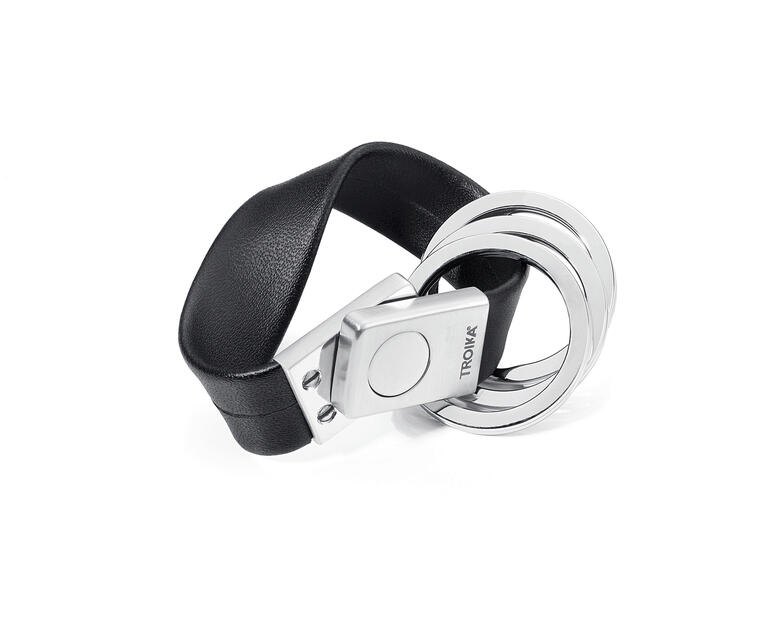 Sleutelhouder Twister met twee ringen en een zwarte band.