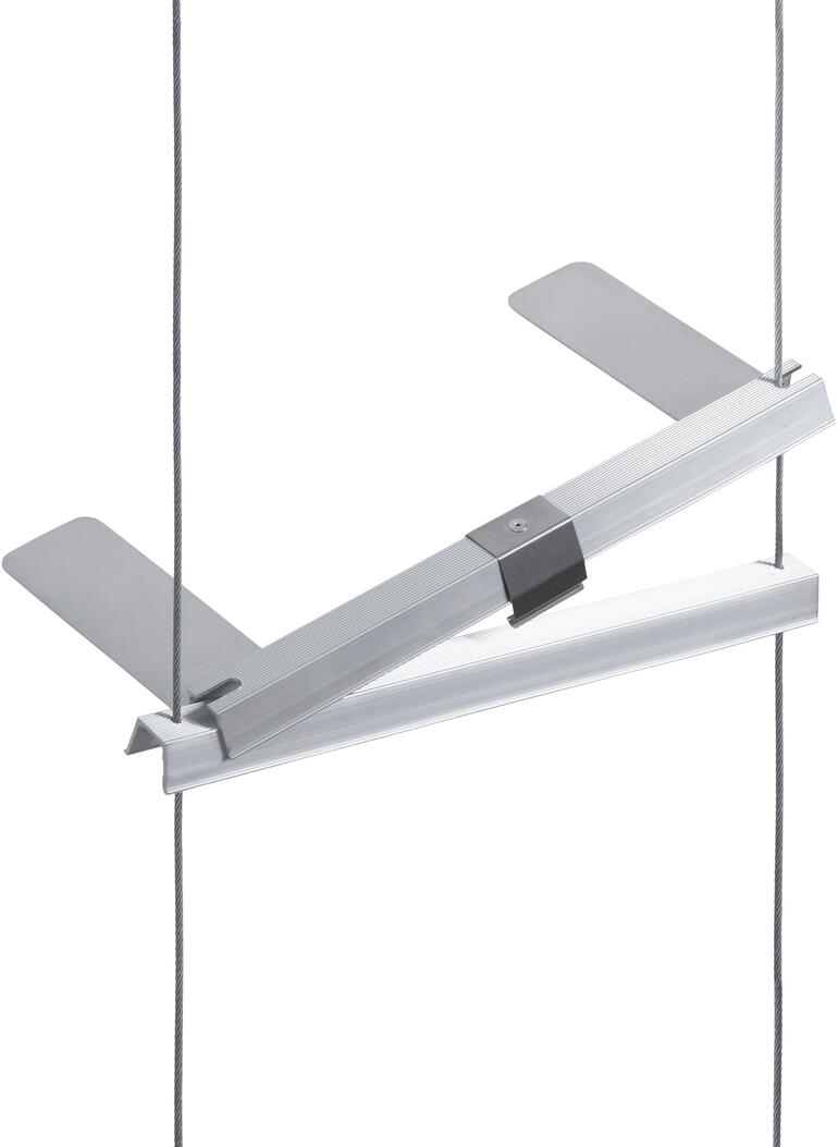 Aluminium afstandhouder met een verstelbaar scharnier.