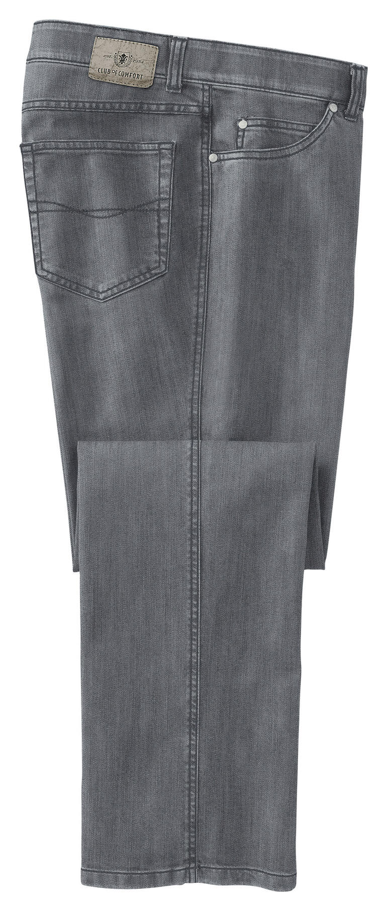 grijs Grijze T400®-jeans, toont de zijaanzicht van de broek.