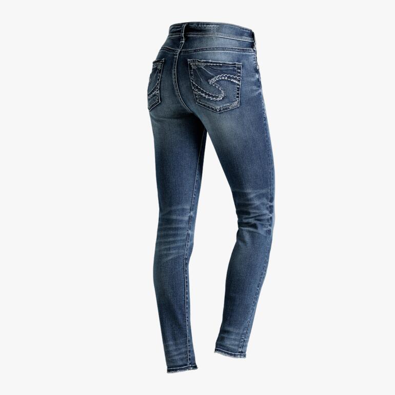 Silver Skinny jeans Avery in medium wash met versierde zakken