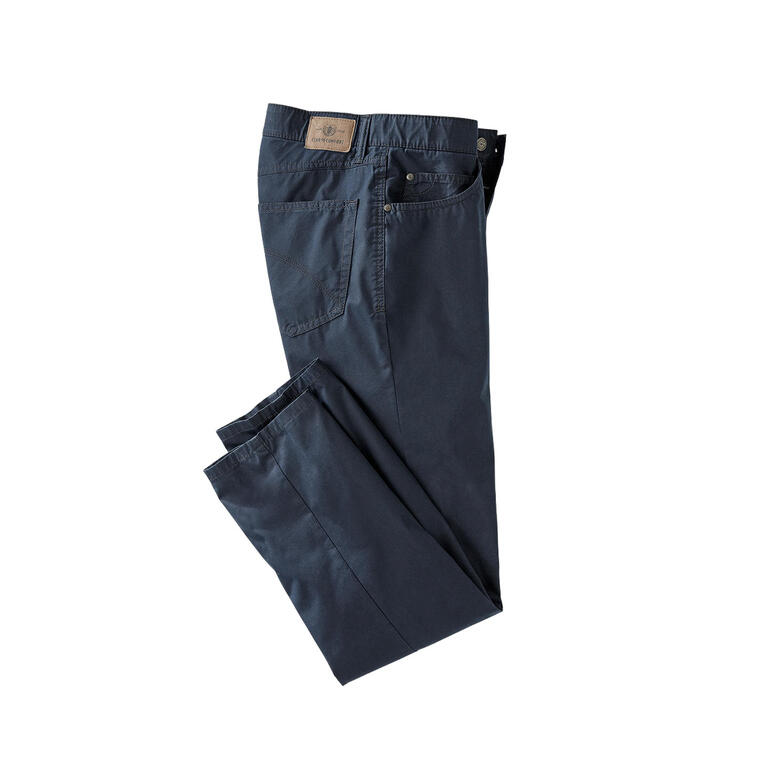 Coolmax® zomer Five-Pocket-broeken liggen gevouwen op een witte achtergrond.