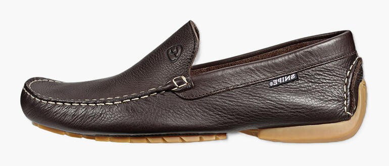 Zijaanzicht van een wasbare Snipe-lederen slippers voor mannen in zwart.