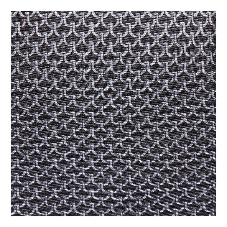 grijs/zwart Ascot zijden stropdas met kettingdessin in zwart/wit, detail van het patroon.