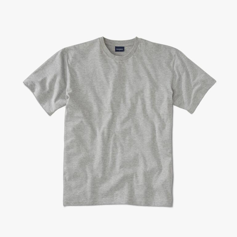 155 g-Ragman T-shirt in gemêleerd grijs met ronde hals