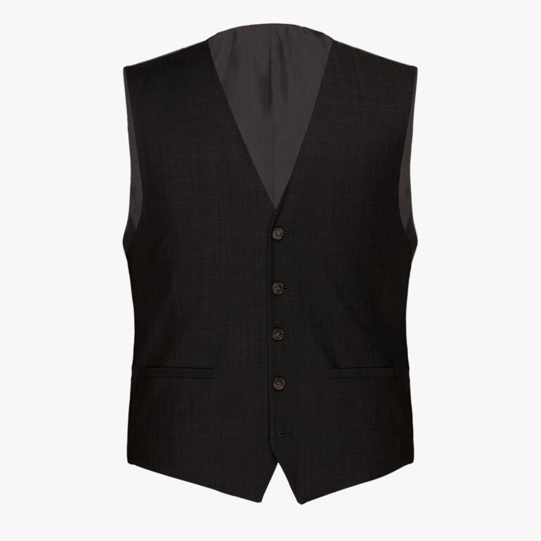 Zwarte gilet van het Modul-Anzug Super-120 op een witte achtergrond.