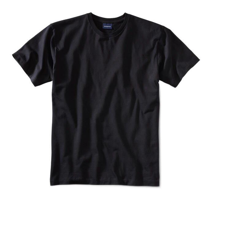 Zwart Ragman T-shirt in maat 44 ligt op een witte achtergrond.
