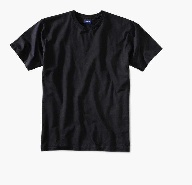 Zwart Ragman T-shirt in maat 44 ligt op een witte achtergrond.