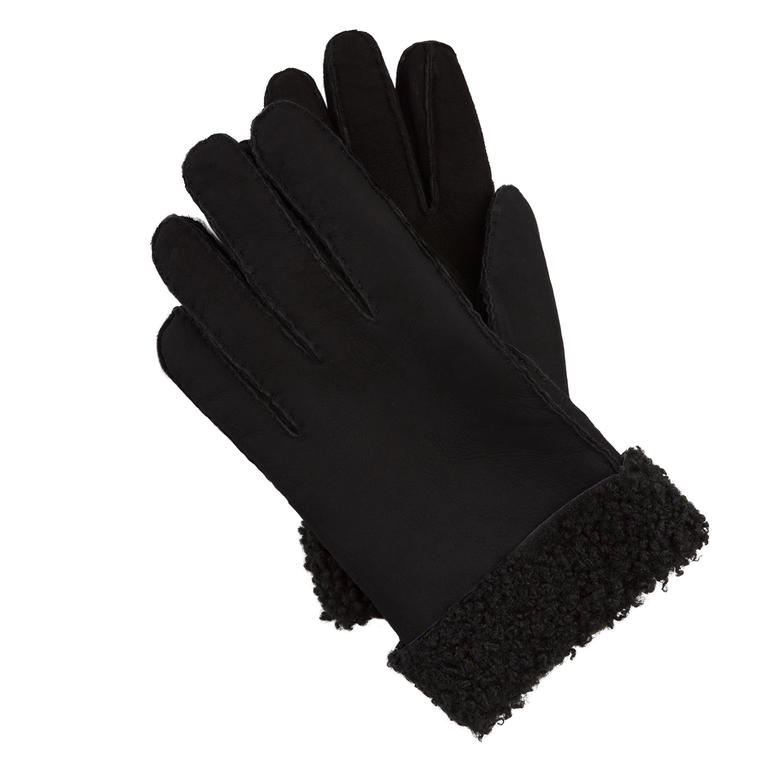 Zwarte lamsleren handschoenen, vooraanzicht
