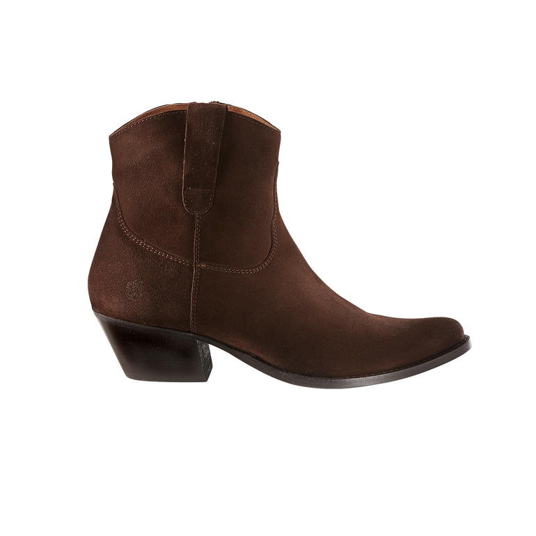 Apple of Eden cowboylaarsjes Bruine cowboylaarzen van suede links getoond.