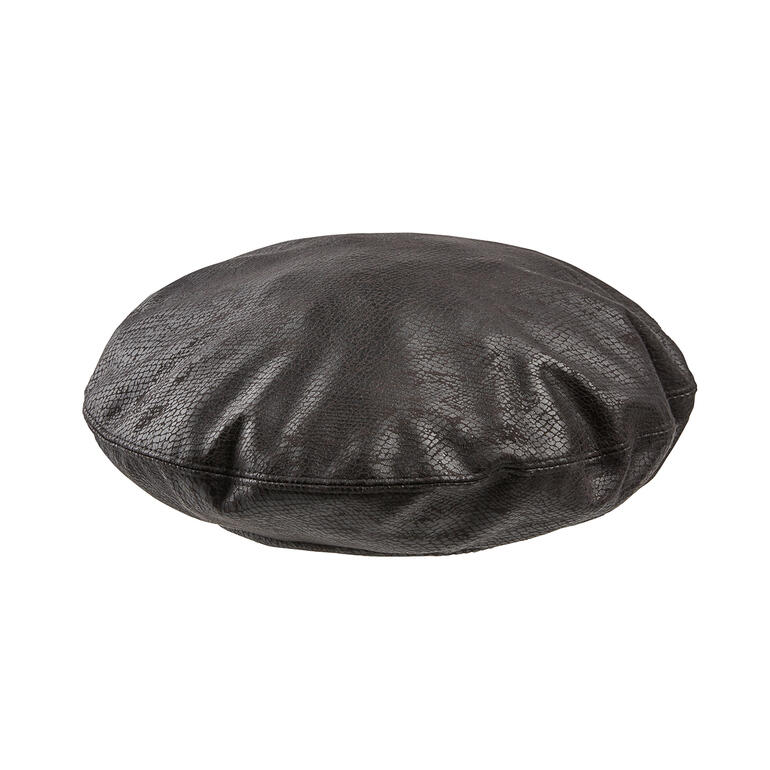 Mayser reversible-baret Mayser omkeerbare baret, zwart, van boven gezien.