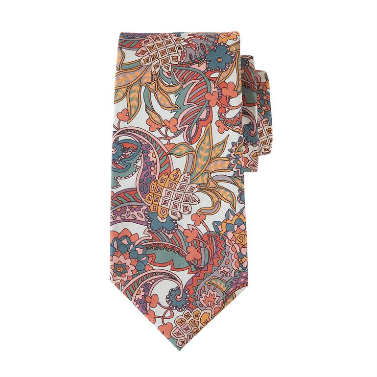 apricot/bleu/lila/roze Ascot Liberty™ stropdas met kleurrijke paisleyprint in verschillende kleuren