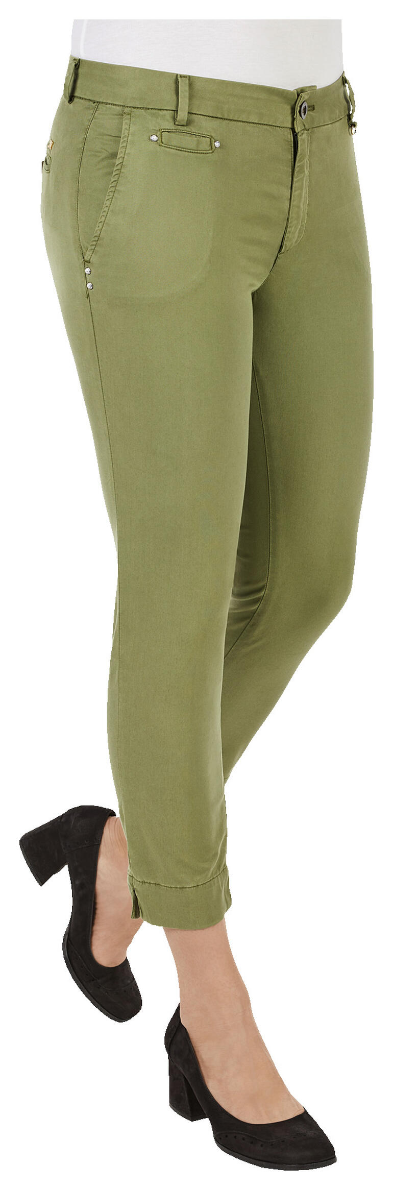 khaki Khaki Jersey-Chino van Mason's in maat 34, slim fit.