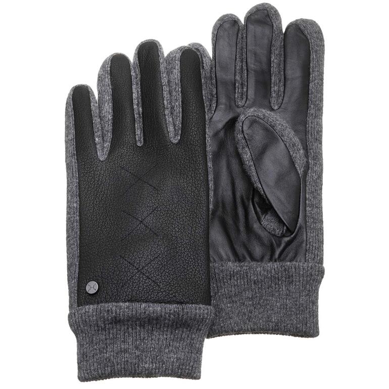 Zwarte en grijze Pearlwood smart-casual handschoenen van voren
