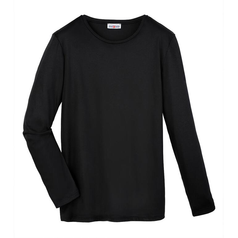 Zwart premium longsleeve van hoogwaardige materialen, eenvoudig en functioneel