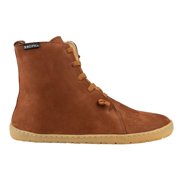 lichtbruin, dames Vooraanzicht van de Snipe winterbarefootboot in bruin