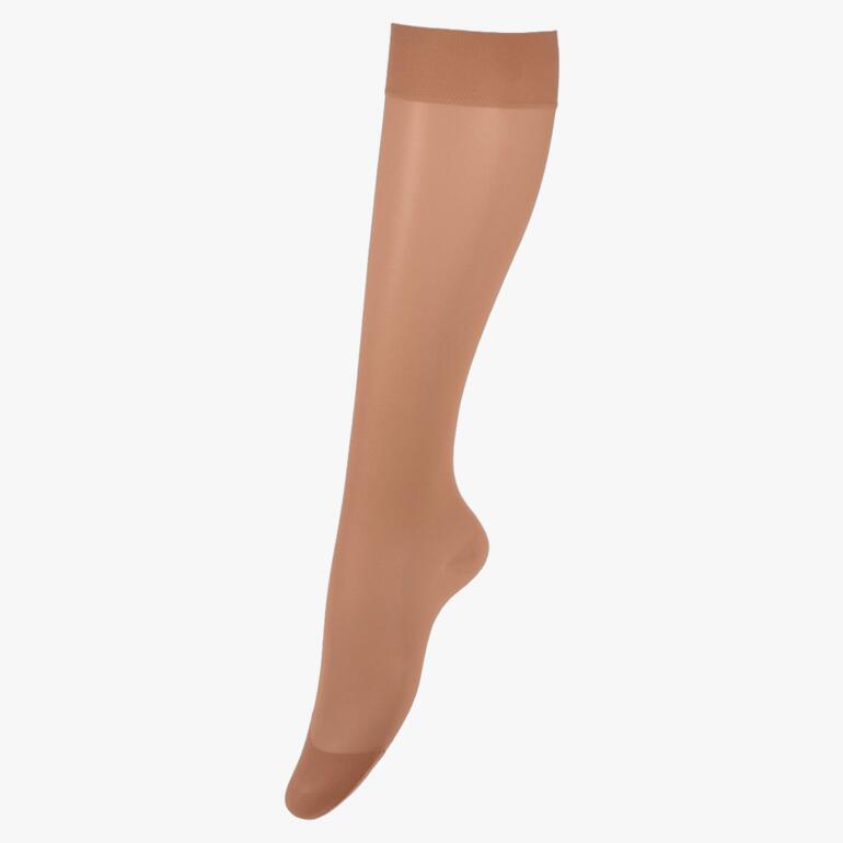 Huidkleurige kniehois met een lichte glans