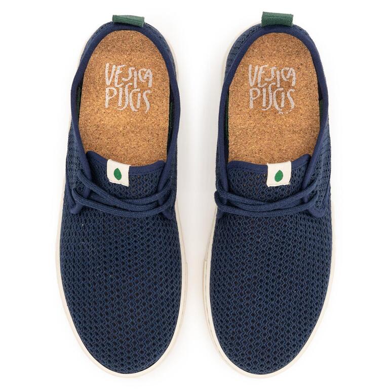 navy Navy mesh-zomersneakers van bovenaf.