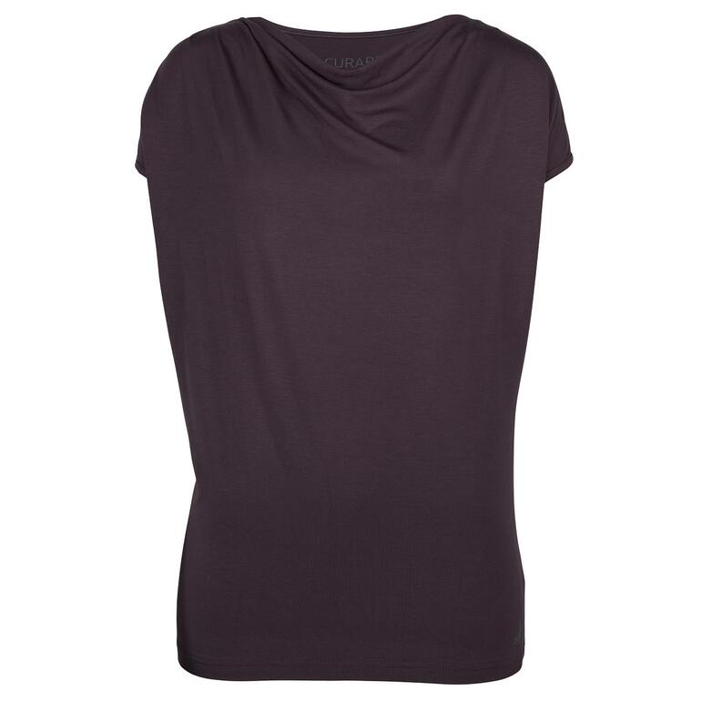 waterval-shirt, aubergine Achteraanzicht van het zwarte yoga watervalshirt zonder afbeelding