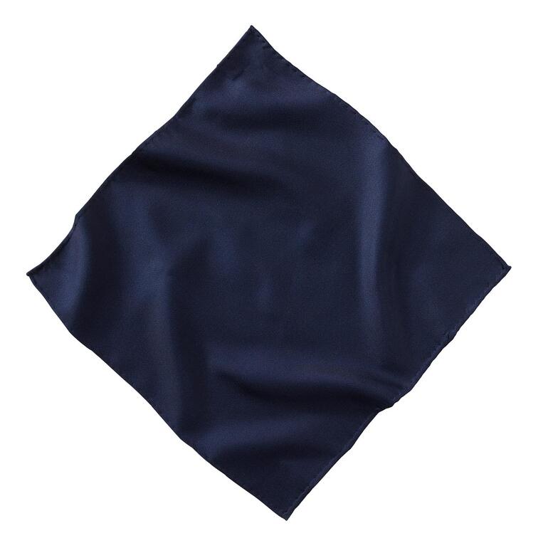 Donkerblauw Oxford zijden pochet in vierkant formaat.