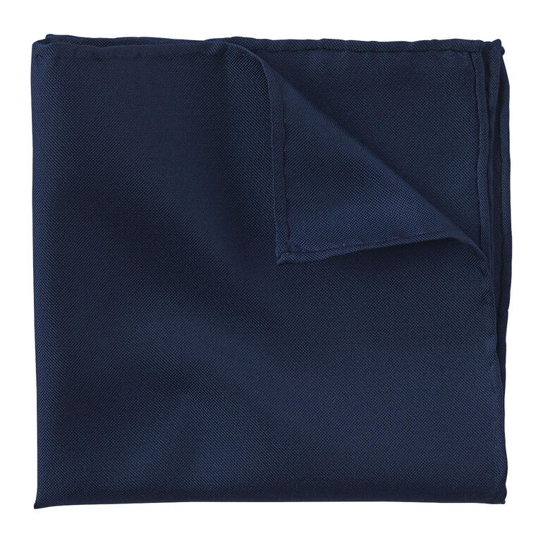 Donkerblauw Oxford zijden pochet gevouwen.