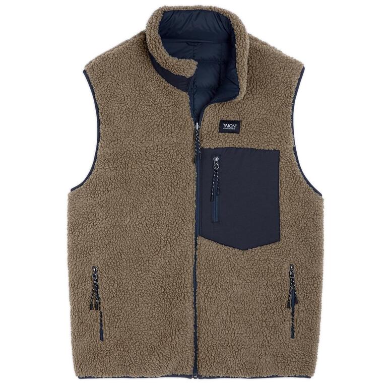 Taion dons omkeerbare vest in beige, voorkant, met zak.
