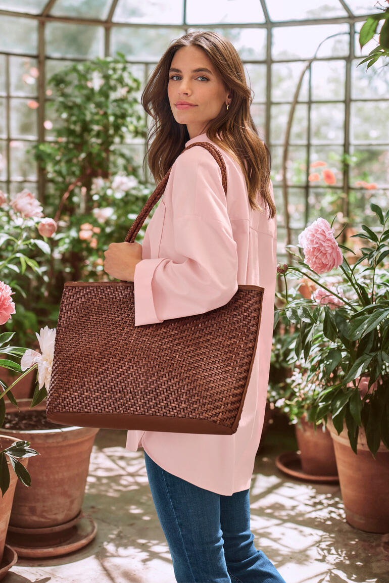 Allan K tote bag van gevlochten leer
