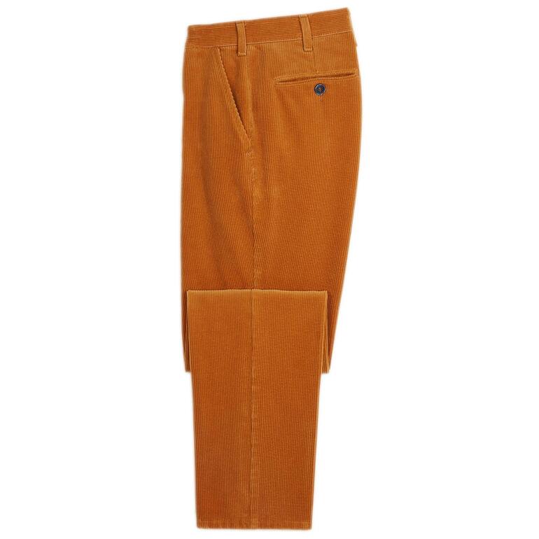 tarwe Korenkleurige corduroy broek met klassieke snit en zakken.