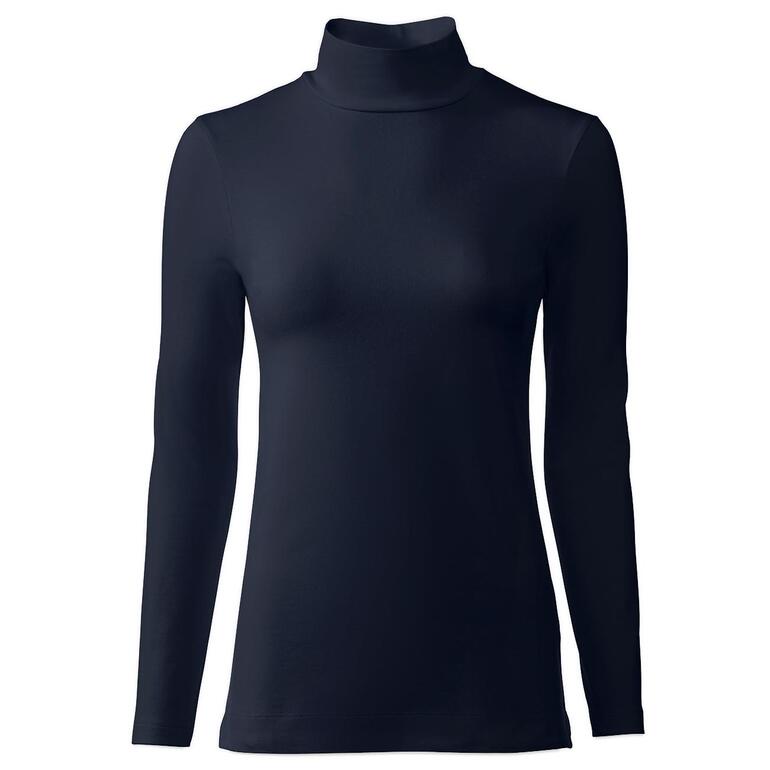 Zwart katoen/kasjmier highneck-shirt.