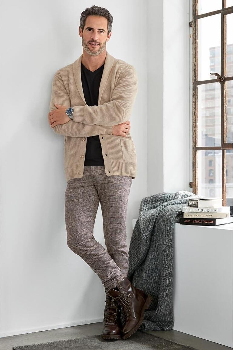 Junghans 1954 cardigan van kameelhaar Man in basic T-shirts 2-pack, casual in de kamer