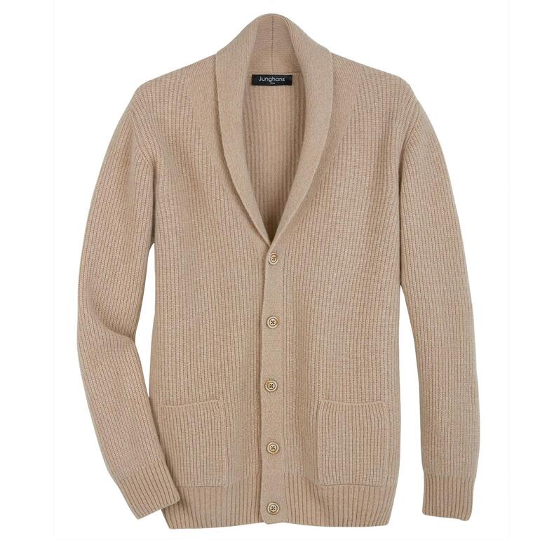 Beige kameelhaar cardigan met knopen