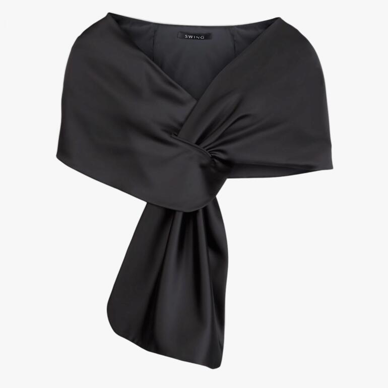 Zwarte satijnen stola in een elegant ontwerp