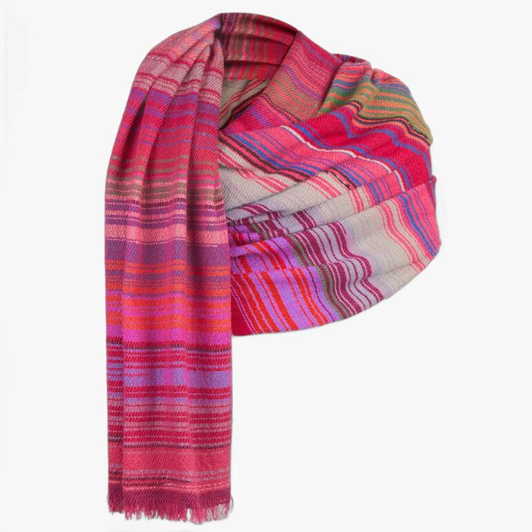 Kleurrijke kasjmier sjaal met streepdessin