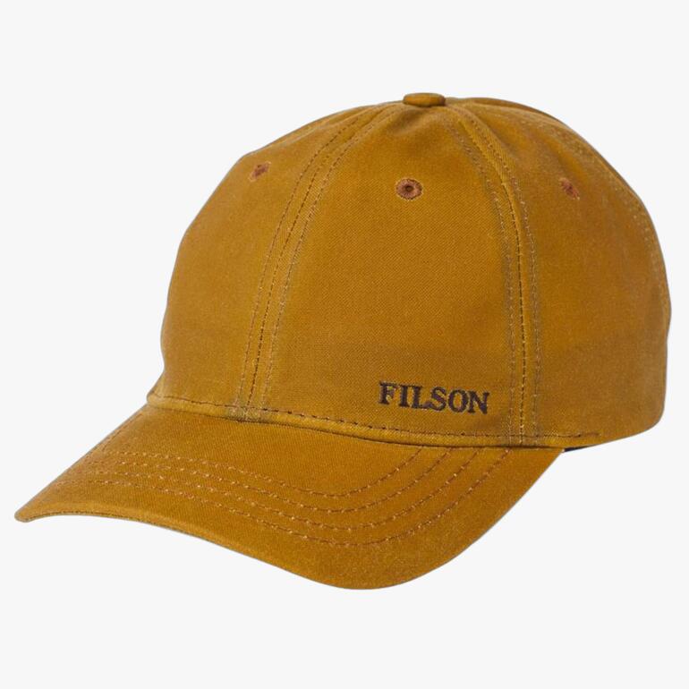 Filson Tin-Cloth-cap in bruin met geborduurd logo.