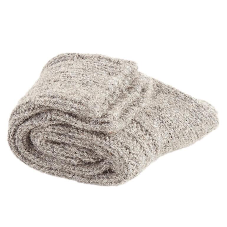 lichtgrijs Opgerolde alpaca sokken in lichtgrijs, voor een gezellige warmte.